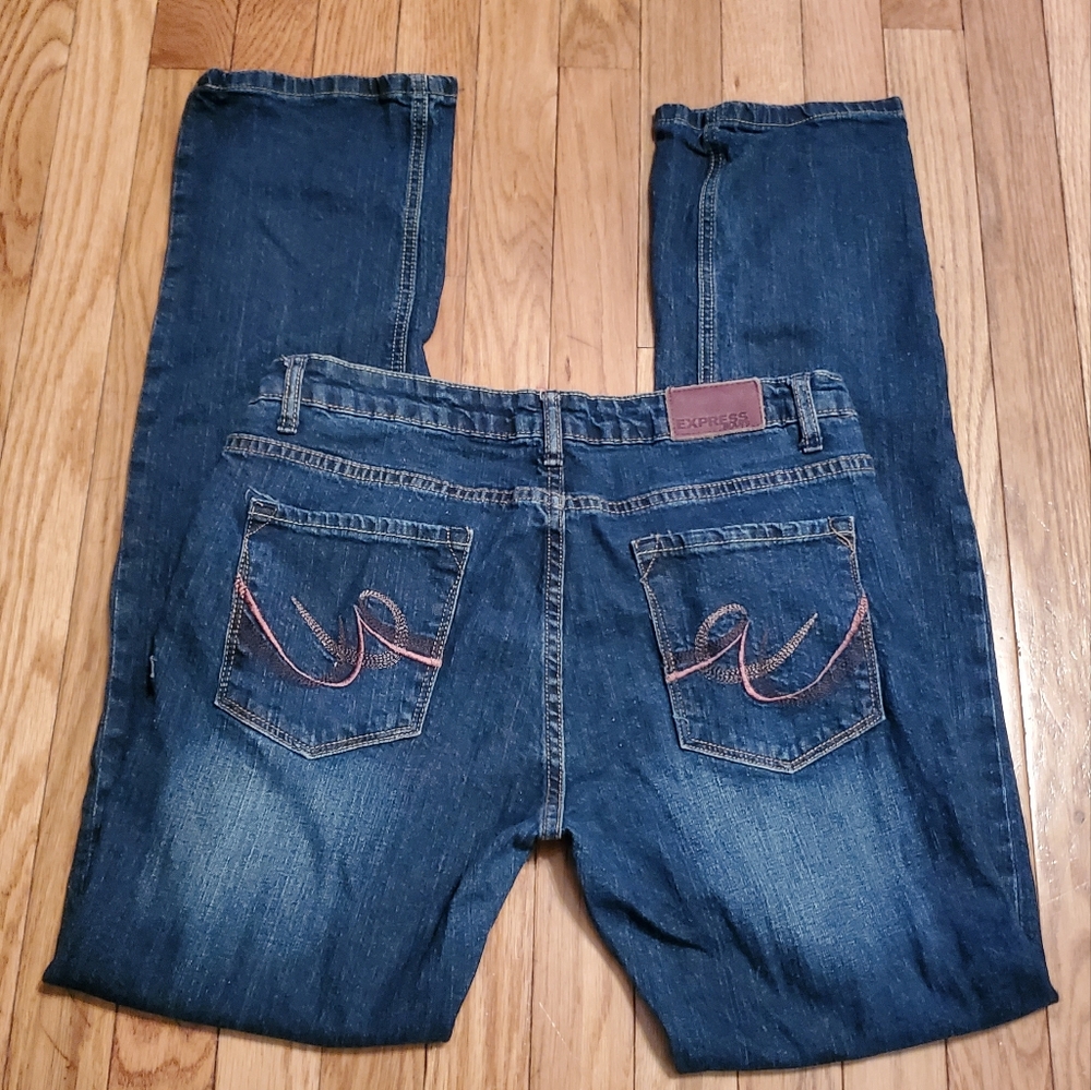 Express Women's Straight Leg Jeans - Blue